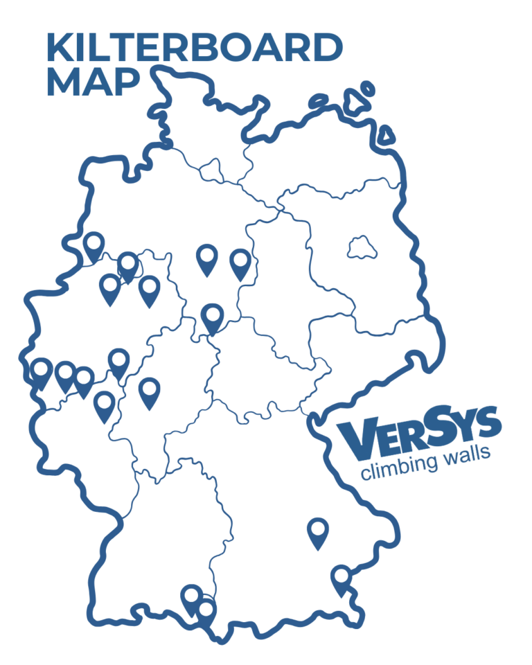 Kilterboard Deutschlandkarte, verzeichnet sind alle Versys Kilterboards in Deutschland.